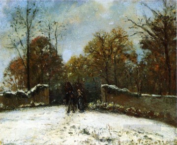 Entrando en el bosque de margosa efecto nieve Camille Pissarro Pinturas al óleo